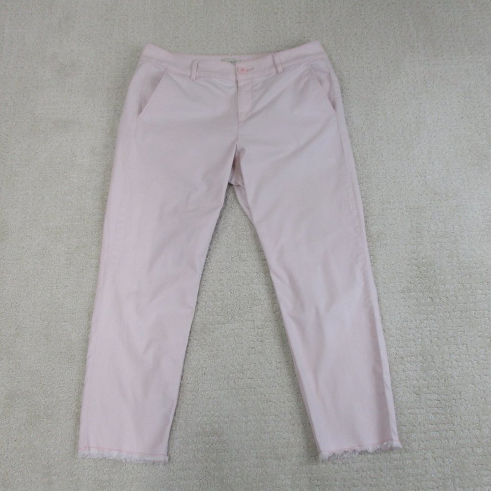 Loft Outlet Jeans Womens Small Pink Denim Distressed Curvy Girlfriend Chino